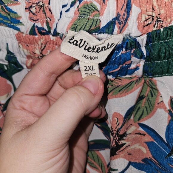 Floral Tulip Cut Elastic Waist Flowy Pants - Picture 2 of 7